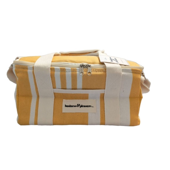 NWT Business & Pleasure Co. Yellow Gold White Striped Insulated Cooler Lunch Bag - Picture 1 of 8